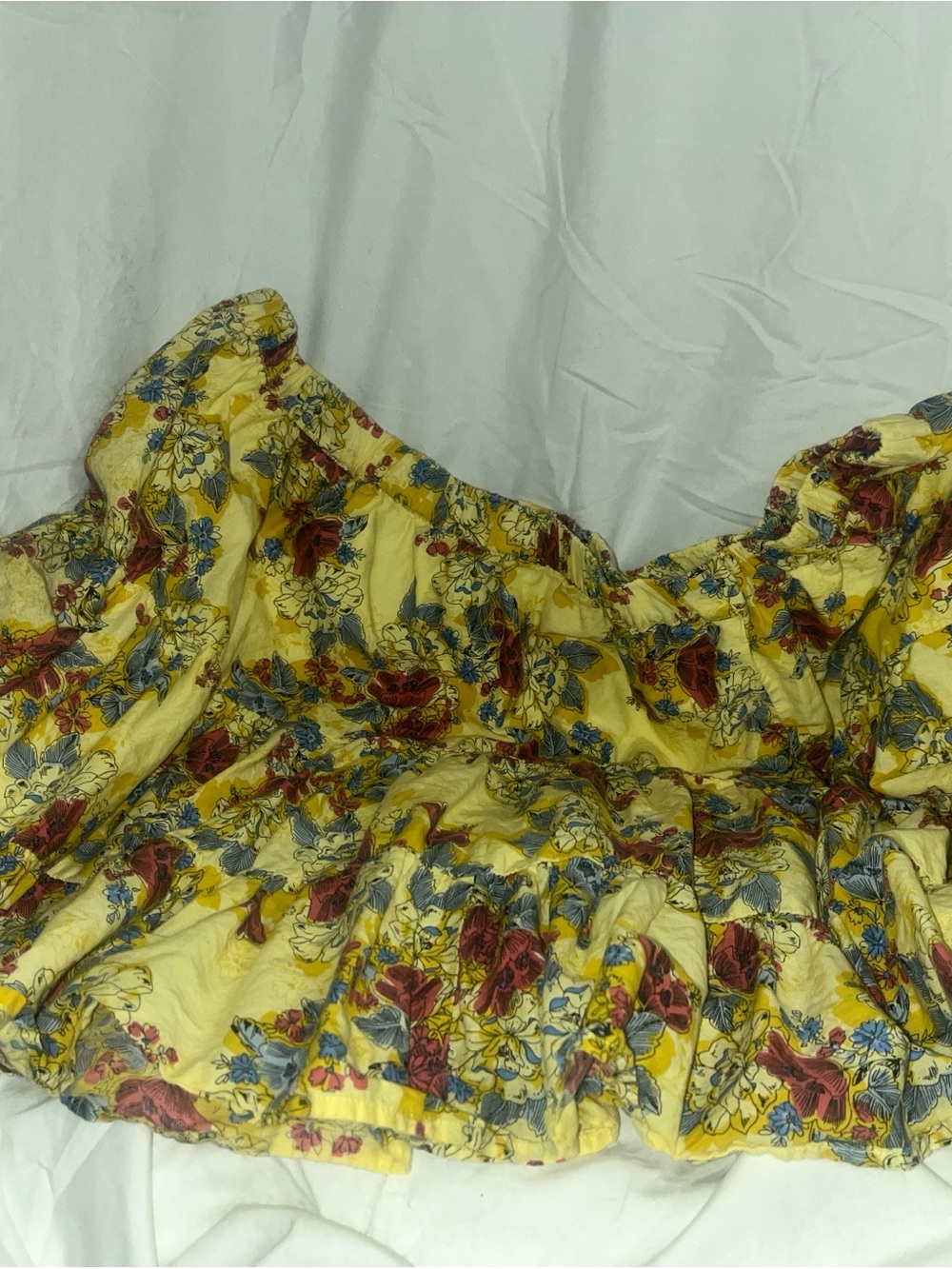 Mossimo Supply Co. Yellow Tiered Midi Skirt with Red & Blue Floral Print - Picture 7 of 8